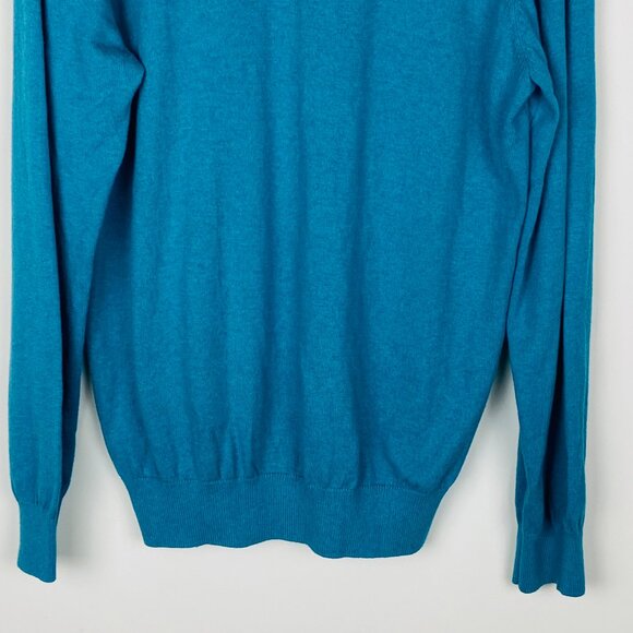 L.L. Bean Blue V-Neck Knit Pull Over Sweater Cotton Cashmere Blend, Men’s Size M - Picture 5 of 9